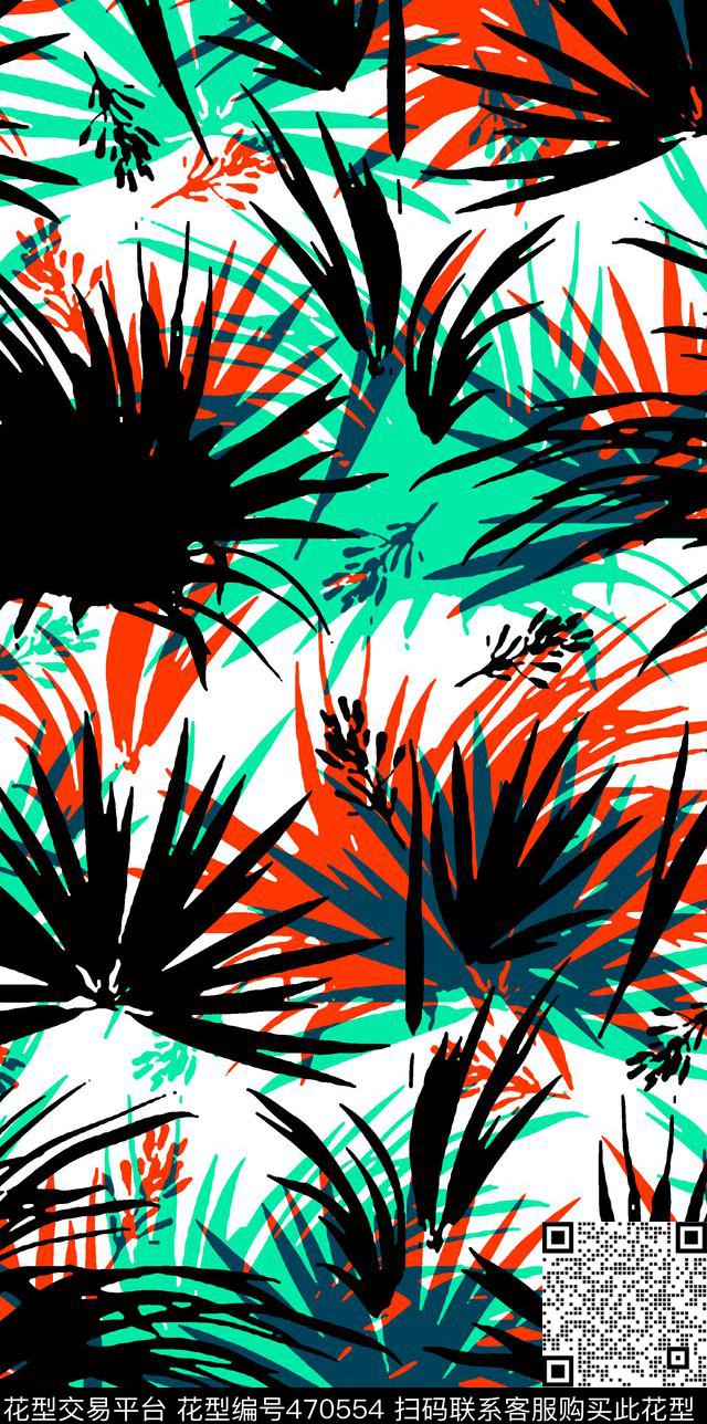 热带棕榈叶子传统印花华亿平台下载（图片编号: 470554） - 瓦栏（Walan）