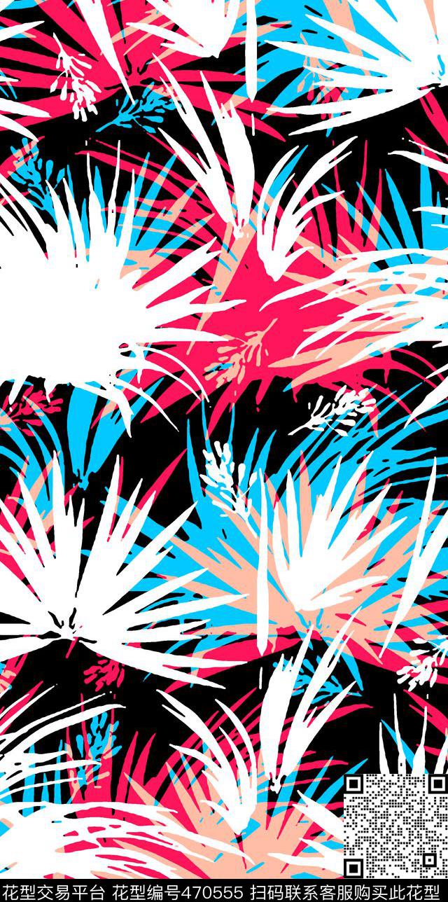热带棕榈叶子传统印花华亿平台下载（图片编号: 470555） - 瓦栏（Walan）