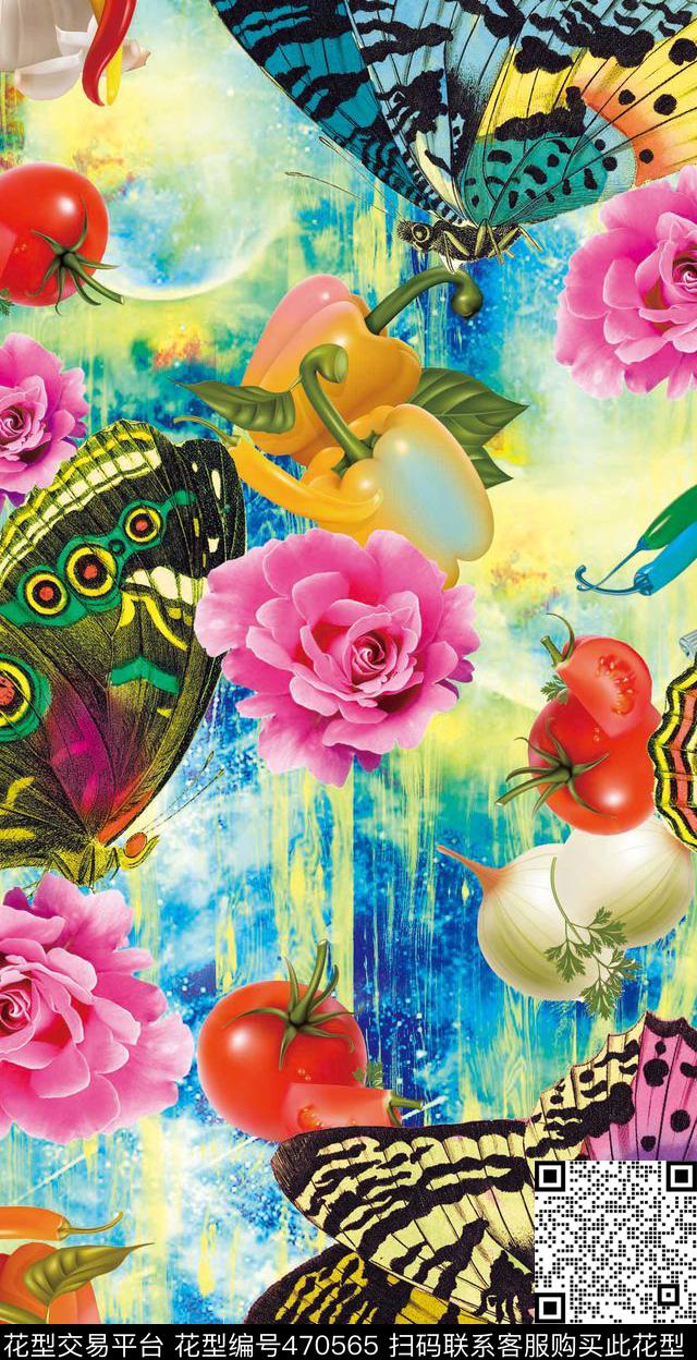 花卉潮流大牌木纹底纹数码印花华亿平台下载（图片编号: 470565） - 瓦栏（Walan）