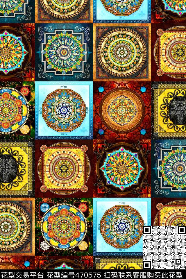 抽象几何格子数码印花华亿平台下载（图片编号: 470575） - 瓦栏（Walan）