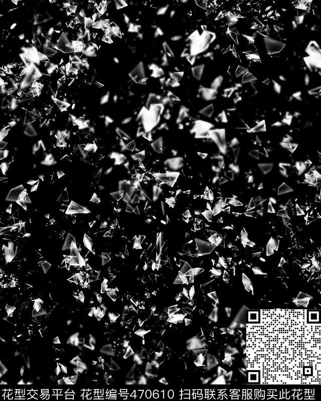 抽象黑白碎玻璃数码印花华亿平台下载（图片编号: 470610） - 瓦栏（Walan）