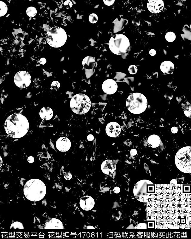抽象波点碎玻璃数码印花华亿平台下载（图片编号: 470611） - 瓦栏（Walan）