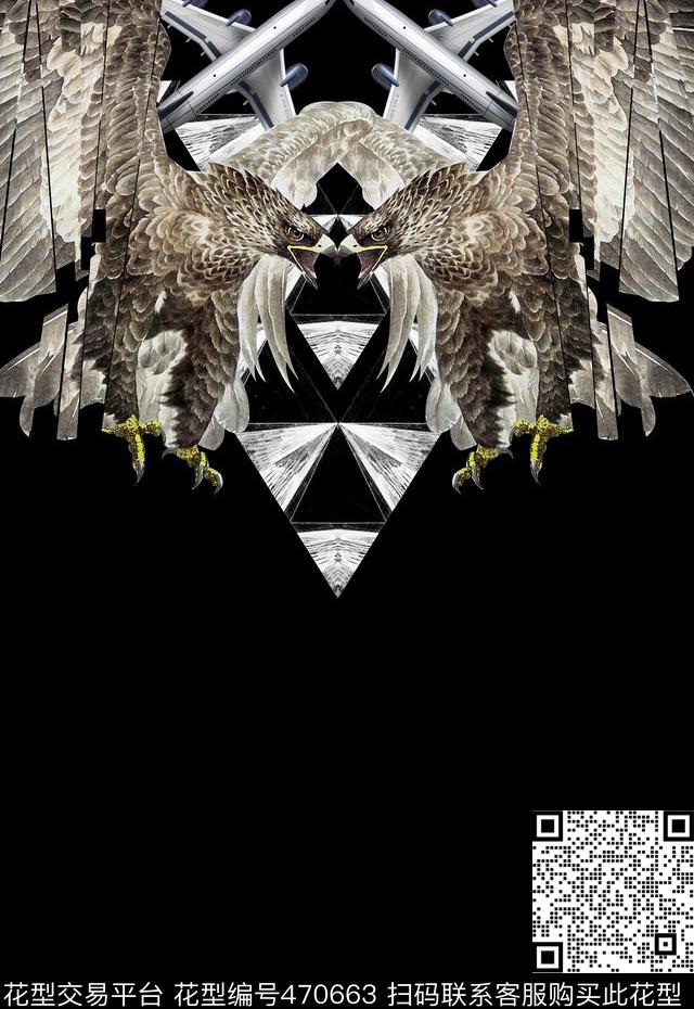 大牌老鹰男装切割T恤卫衣数码印花华亿平台下载（图片编号: 470663） - 瓦栏（Walan）