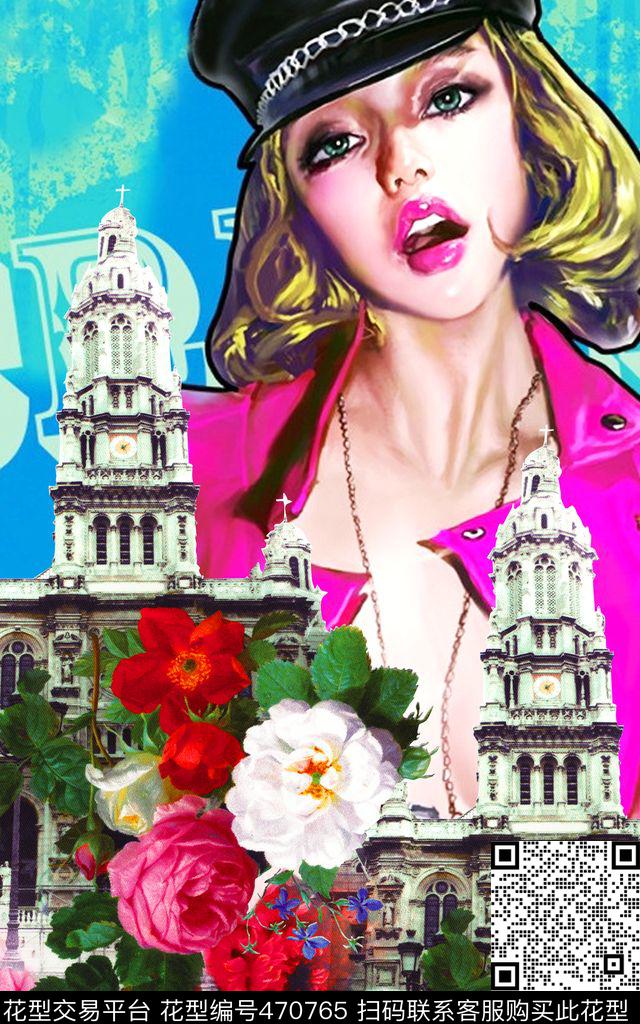 MAX-定位欧美民族风流行时尚建筑印花美女数码印花华亿平台下载（图片编号: 470765） - 瓦栏（Walan）