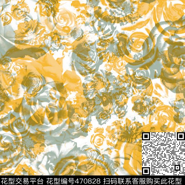 复古花卉女装数码印花华亿平台下载（图片编号: 470828） - 瓦栏（Walan）