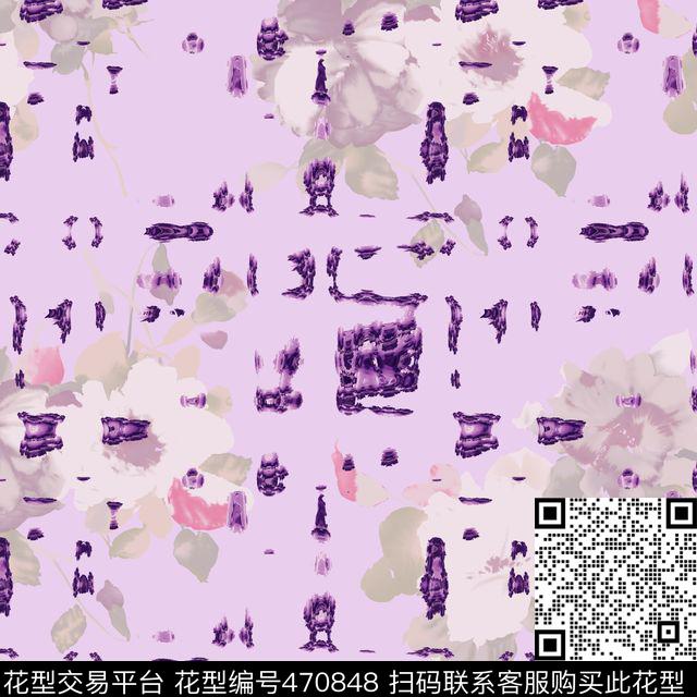 抽象花卉组合传统印花华亿平台下载（图片编号: 470848） - 瓦栏（Walan）