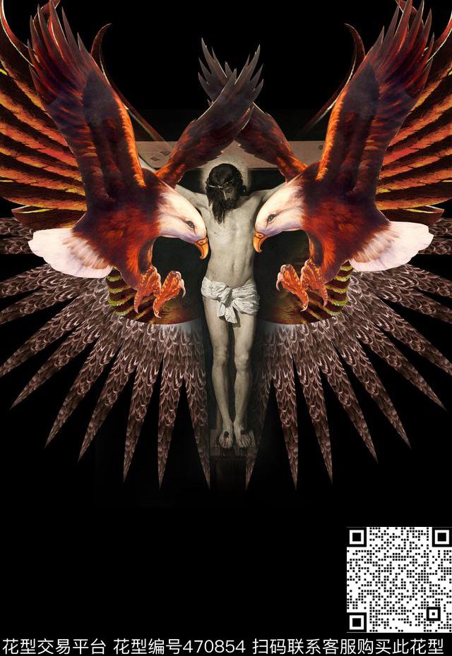 定位老鹰动物纹男装T恤卫衣数码印花华亿平台下载（图片编号: 470854） - 瓦栏（Walan）