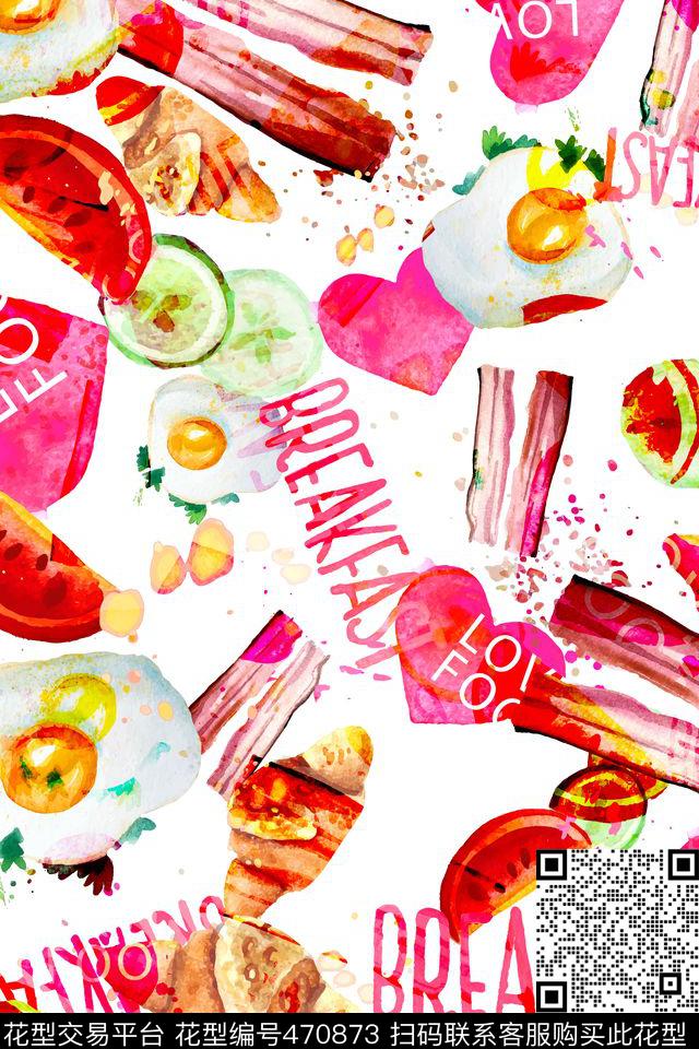 水彩水墨鸡蛋数码印花华亿平台下载（图片编号: 470873） - 瓦栏（Walan）