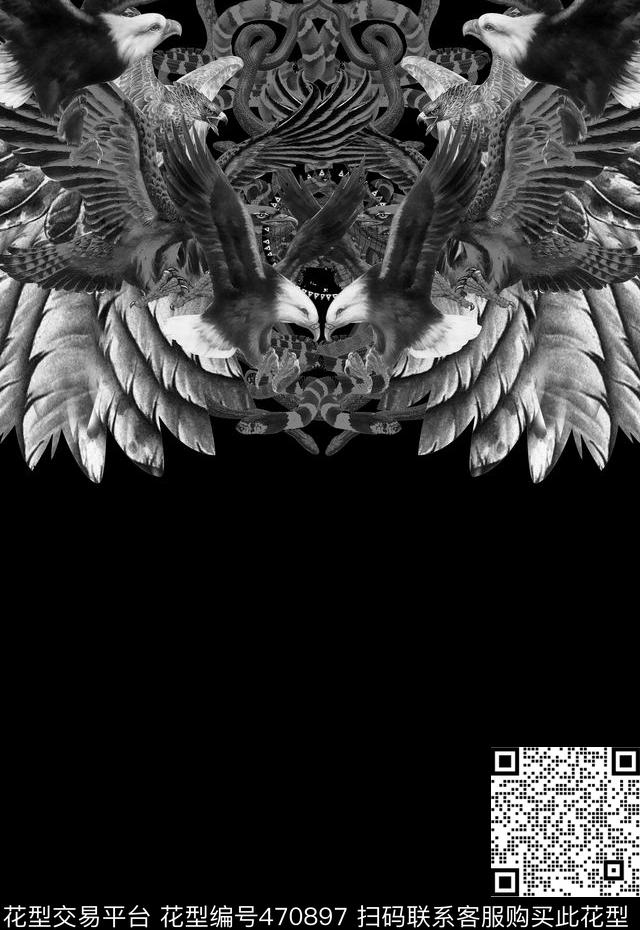 定位动物动物纹对称印花数码印花华亿平台下载（图片编号: 470897） - 瓦栏（Walan）