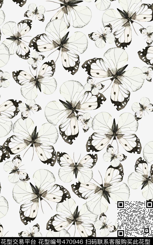 蝴蝶素雅传统印花华亿平台下载（图片编号: 470946） - 瓦栏（Walan）