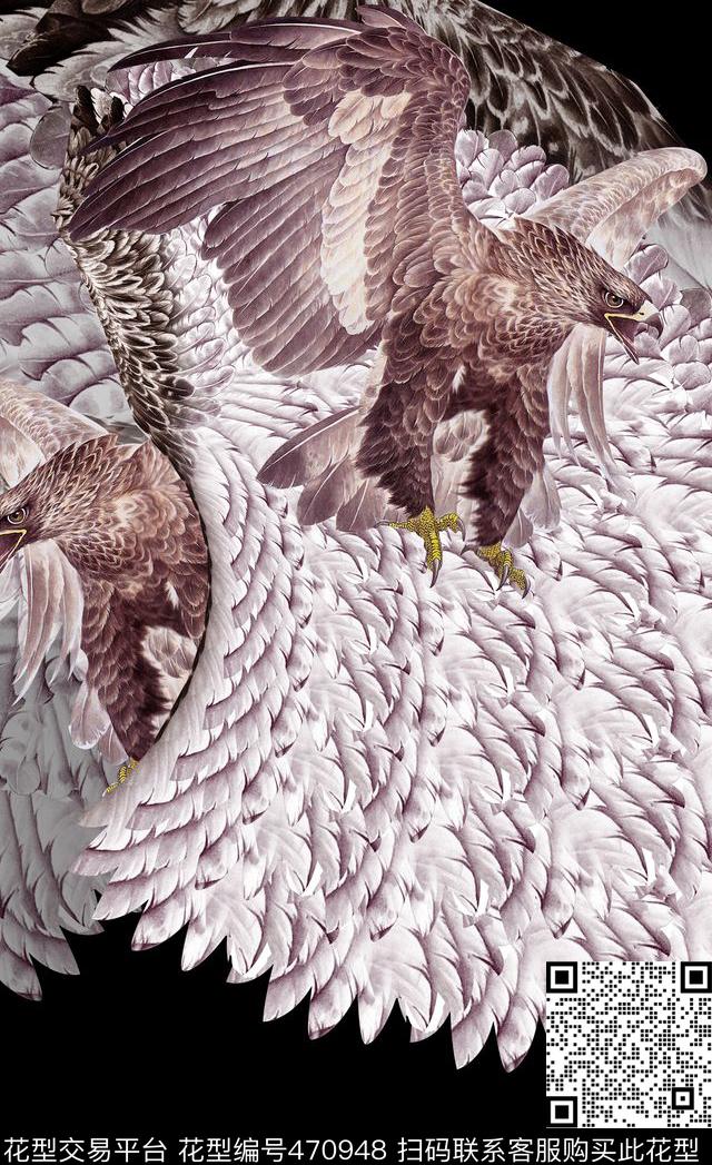 动物纹个性老鹰男装T恤卫衣数码印花华亿平台下载（图片编号: 470948） - 瓦栏（Walan）