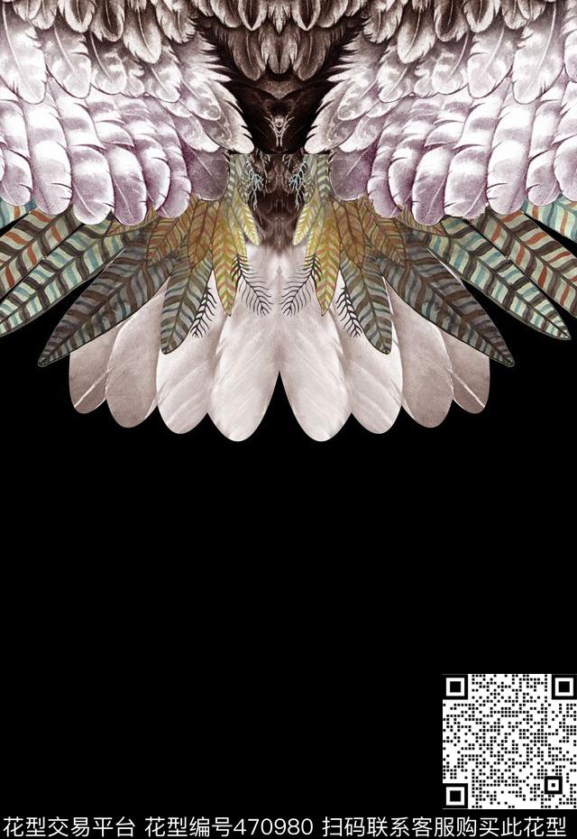 定位羽毛动物纹男装数码印花华亿平台下载（图片编号: 470980） - 瓦栏（Walan）