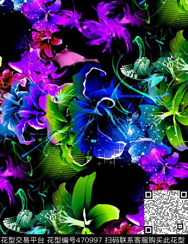 炫耀花创意潮流数码印花华亿平台下载（图片编号: 470997） - 瓦栏（Walan）