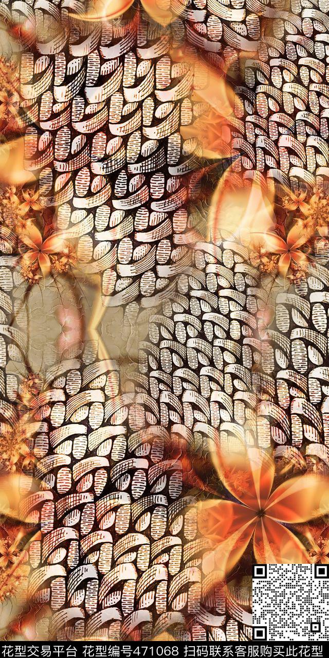 时尚流行新潮手绘水彩编织丝绸真丝棉布数码印花华亿平台下载（图片编号: 471068） - 瓦栏（Walan）