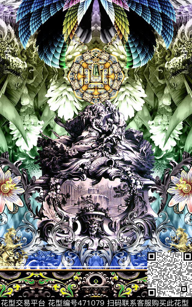 时尚分形翅膀数码印花华亿平台下载（图片编号: 471079） - 瓦栏（Walan）