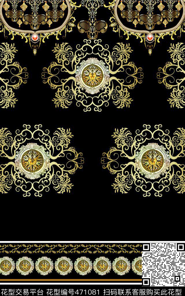 欧式复古卷草数码印花华亿平台下载（图片编号: 471081） - 瓦栏（Walan）
