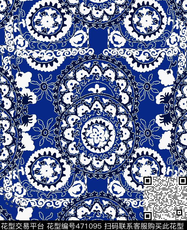手绘青花瓷2016春夏传统印花华亿平台下载（图片编号: 471095） - 瓦栏（Walan）