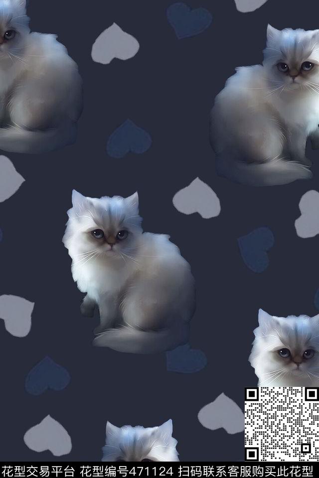 T恤猫咪小爱心数码印花华亿平台下载（图片编号: 471124） - 瓦栏（Walan）