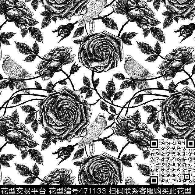 抽象花叶子传统印花华亿平台下载（图片编号: 471133） - 瓦栏（Walan）