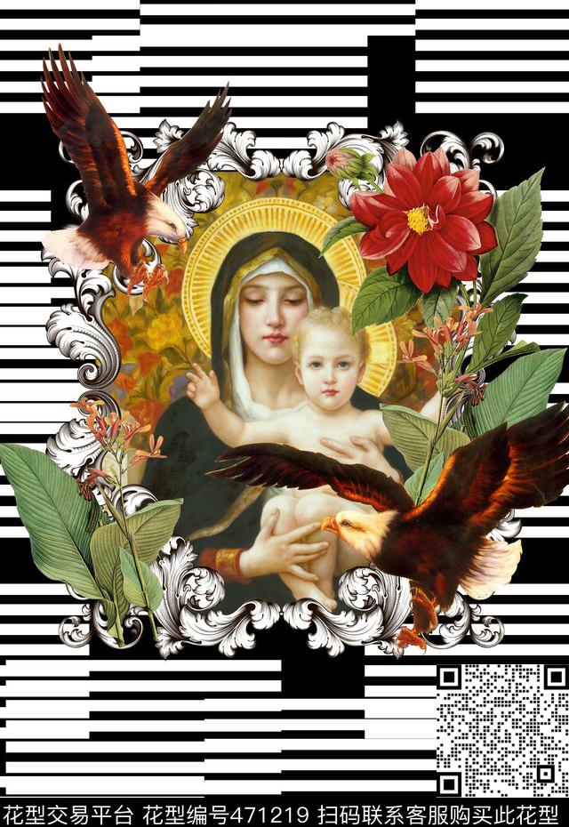 时尚大牌定位圣母老鹰数码印花华亿平台下载（图片编号: 471219） - 瓦栏（Walan）