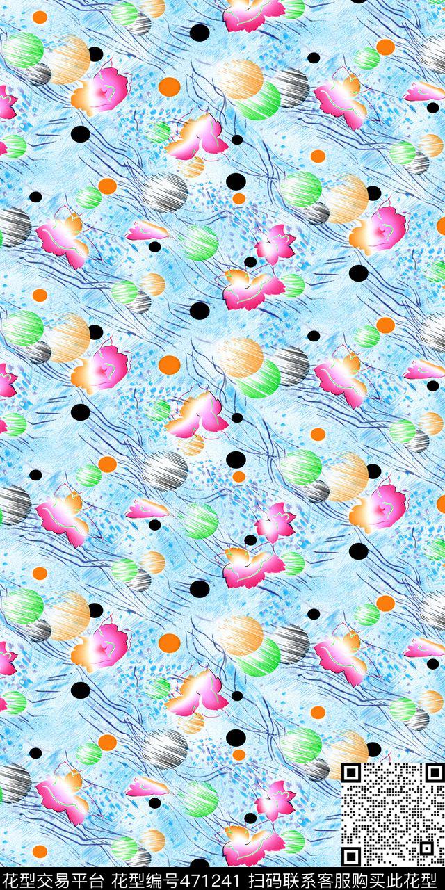 柔雅明快花卉传统印花华亿平台下载（图片编号: 471241） - 瓦栏（Walan）