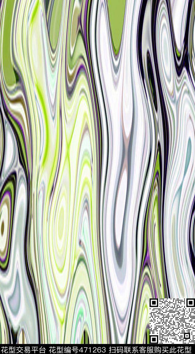 抽象线条曲线数码印花华亿平台下载（图片编号: 471263） - 瓦栏（Walan）