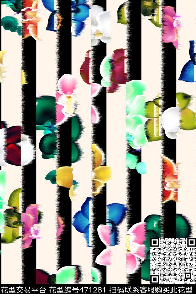 时尚简约晕染花卉花卉数码印花华亿平台下载（图片编号: 471281） - 瓦栏（Walan）