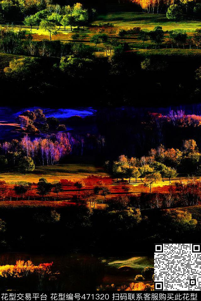 抽象照片景观冬装窗帘数码印花华亿平台下载（图片编号: 471320） - 瓦栏（Walan）