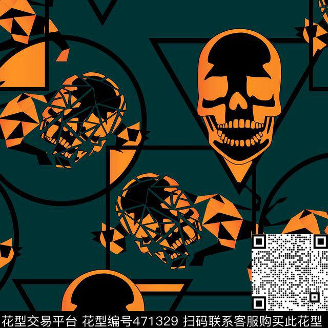 2016几何骷髅头怪兽切割麦昆传统印花华亿平台下载（图片编号: 471329） - 瓦栏（Walan）