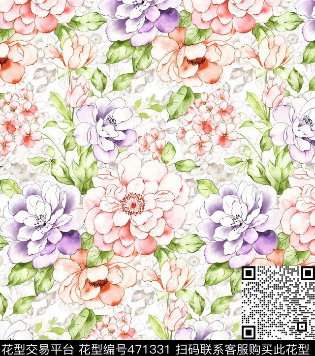 服装清新花卉传统印花华亿平台下载（图片编号: 471331） - 瓦栏（Walan）