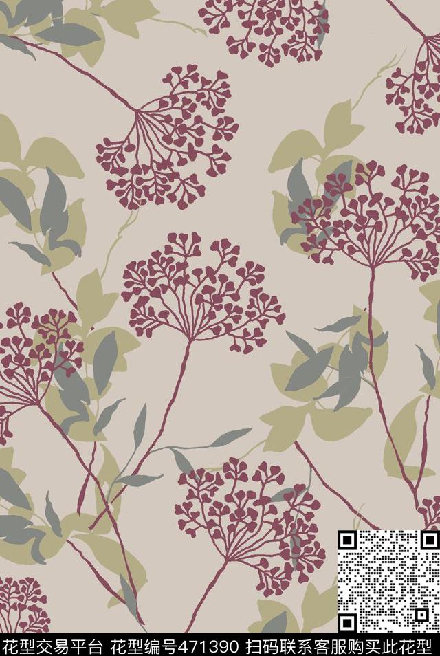 朴素蒲公英植物传统印花华亿平台下载（图片编号: 471390） - 瓦栏（Walan）