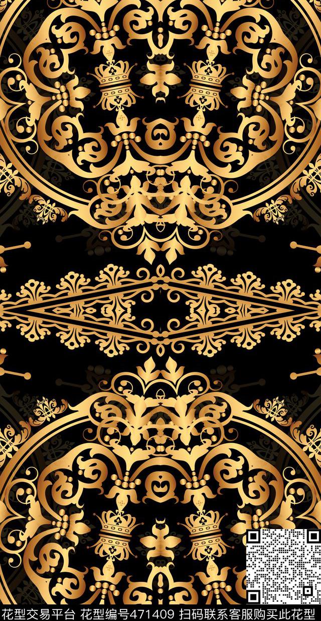 巴洛克花卉花纹数码印花华亿平台下载（图片编号: 471409） - 瓦栏（Walan）