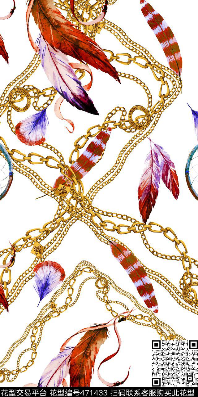 休闲时尚羽毛数码印花华亿平台下载（图片编号: 471433） - 瓦栏（Walan）