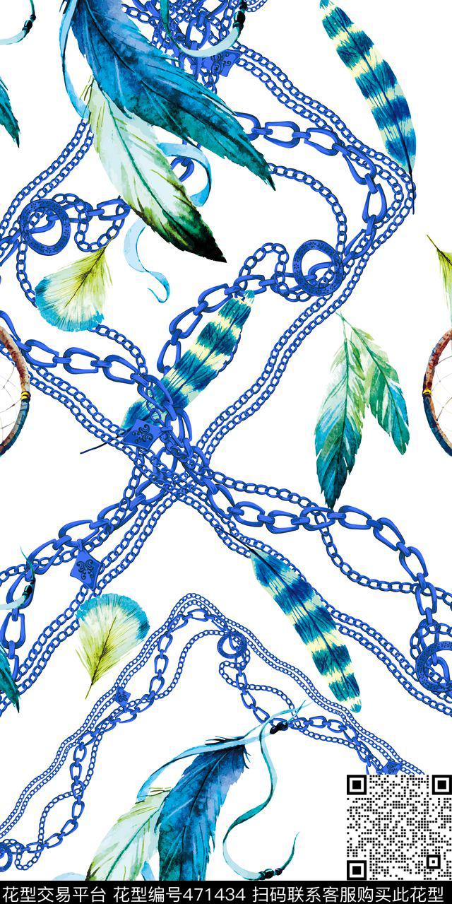 休闲时尚羽毛数码印花华亿平台下载（图片编号: 471434） - 瓦栏（Walan）