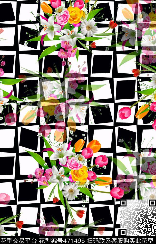 几何个性格子数码印花华亿平台下载（图片编号: 471495） - 瓦栏（Walan）