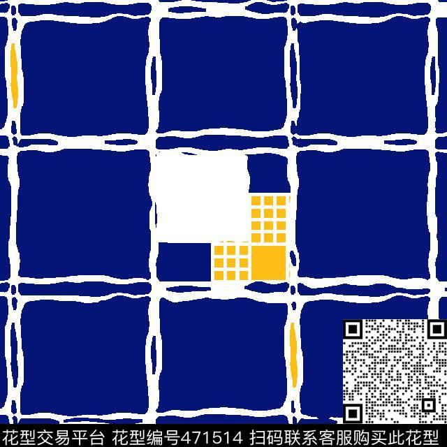 男装衬衫几何格子双色条格传统印花华亿平台下载（图片编号: 471514） - 瓦栏（Walan）