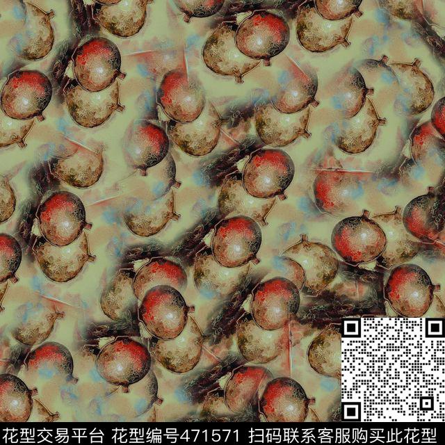 时尚肌理石榴数码印花华亿平台下载（图片编号: 471571） - 瓦栏（Walan）