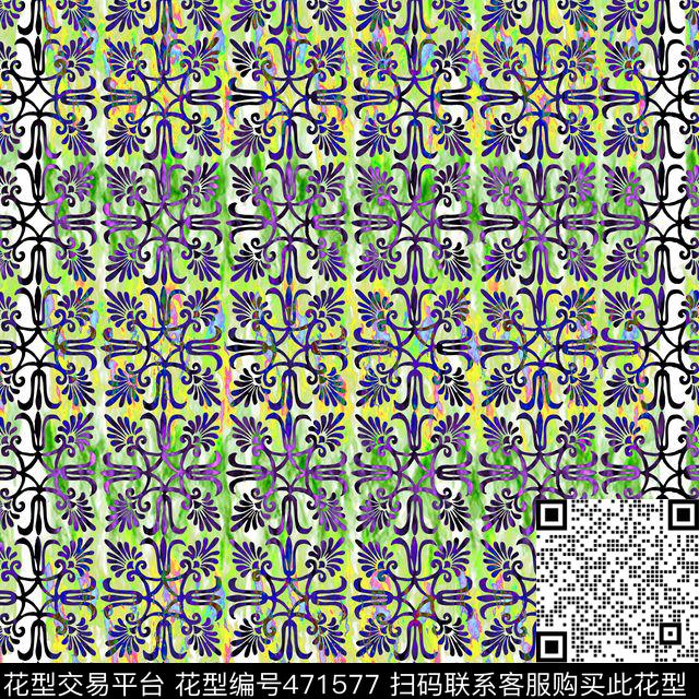 传统花样抽象底纹创意服装面料数码印花华亿平台下载（图片编号: 471577） - 瓦栏（Walan）