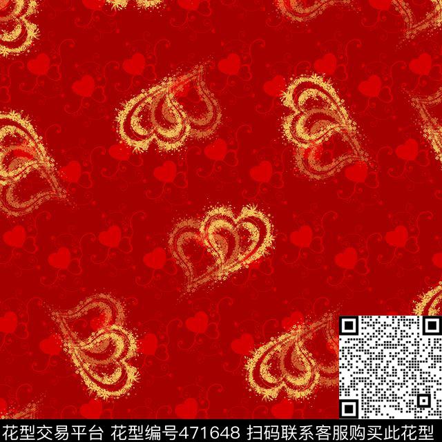 欧式心形暗花传统印花华亿平台下载（图片编号: 471648） - 瓦栏（Walan）