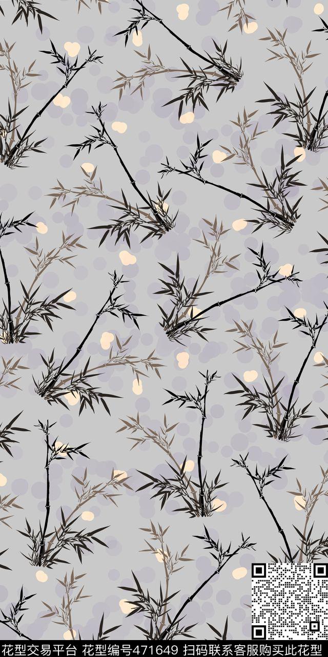 中国风暗花竹子传统印花华亿平台下载（图片编号: 471649） - 瓦栏（Walan）