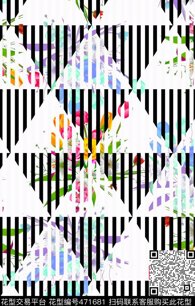 几何格子时尚数码印花华亿平台下载（图片编号: 471681） - 瓦栏（Walan）