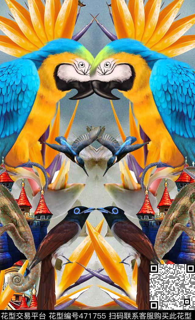 定位动物动物鹦鹉数码印花华亿平台下载（图片编号: 471755） - 瓦栏（Walan）