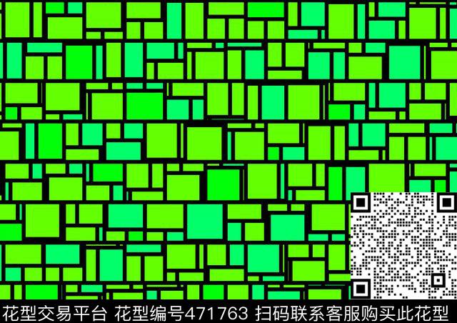 错位组合风黄蓝绿黑色块传统印花华亿平台下载（图片编号: 471763） - 瓦栏（Walan）