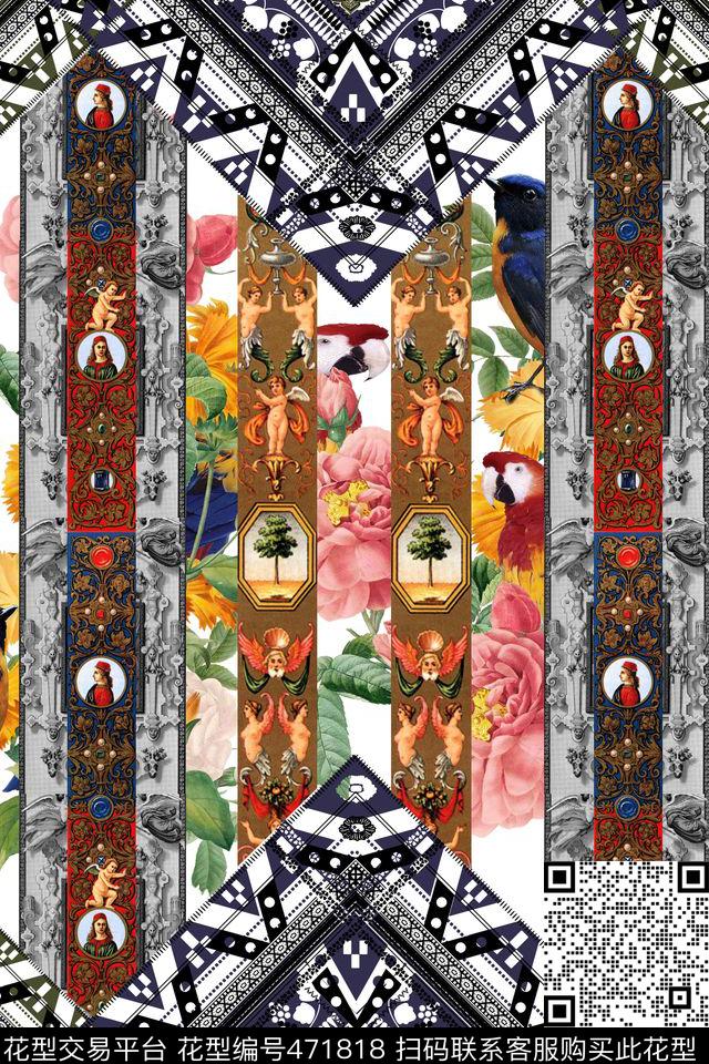 复古民族传统大牌女装数码印花华亿平台下载（图片编号: 471818） - 瓦栏（Walan）