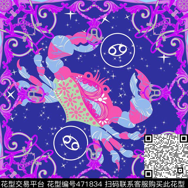 十二星座巨蟹座丝巾传统印花华亿平台下载（图片编号: 471834） - 瓦栏（Walan）