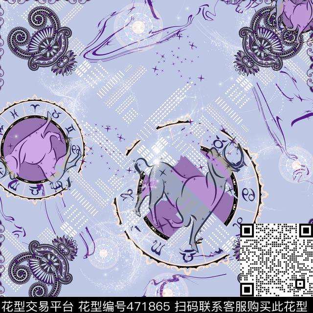时尚十二星座金牛座传统印花华亿平台下载（图片编号: 471865） - 瓦栏（Walan）