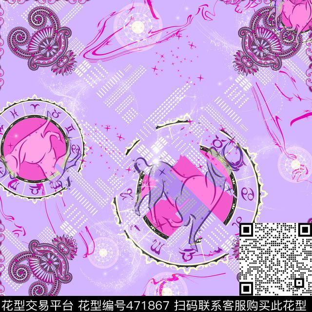 时尚十二星座金牛座传统印花华亿平台下载（图片编号: 471867） - 瓦栏（Walan）