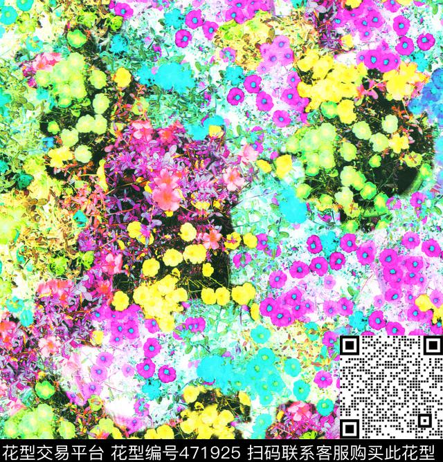 田园风写实花朵百花争艳数码印花华亿平台下载（图片编号: 471925） - 瓦栏（Walan）