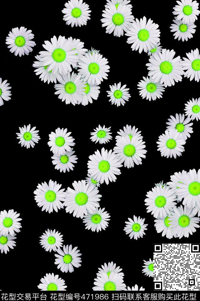 小清新雏菊风数码印花华亿平台下载（图片编号: 471986） - 瓦栏（Walan）