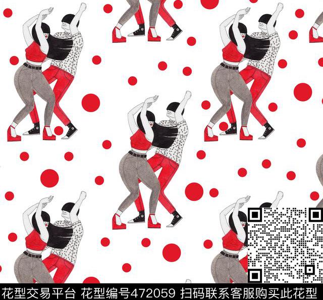 波点流行时尚人物数码印花华亿平台下载（图片编号: 472059） - 瓦栏（Walan）